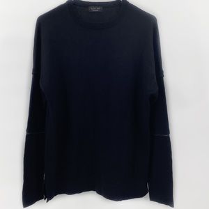 Zara Man Zipper Detail Sleeves Black Sweater Sz M